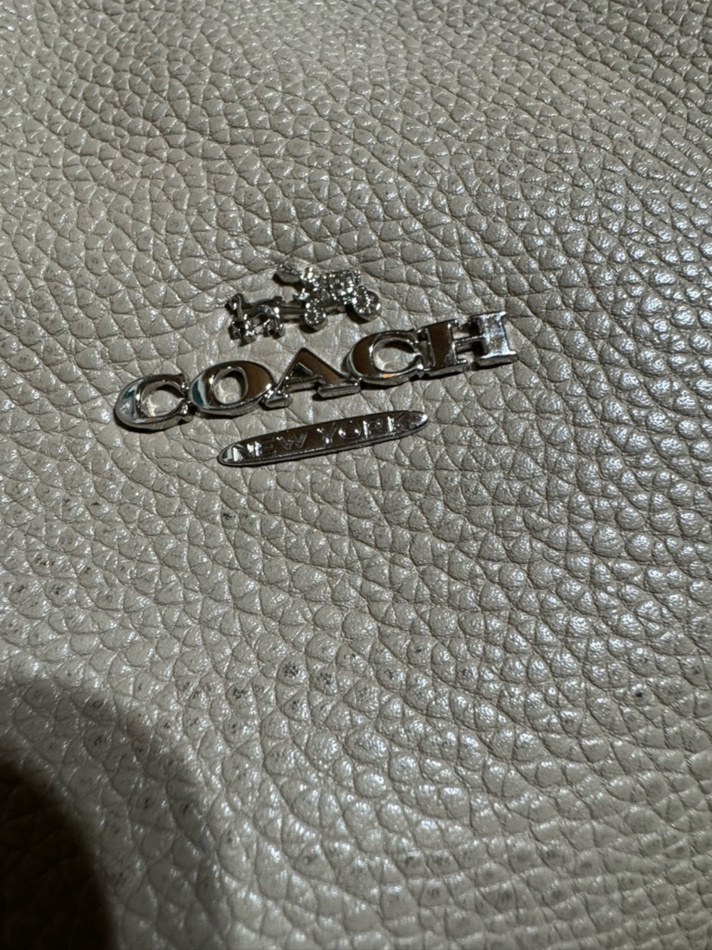 Coach Pebbled Leather Shoulder Bag in Taupe with Dark Trim - Picture 11 of 11